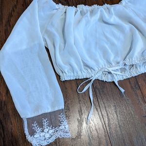 Lace cropped off the shoulder blouse